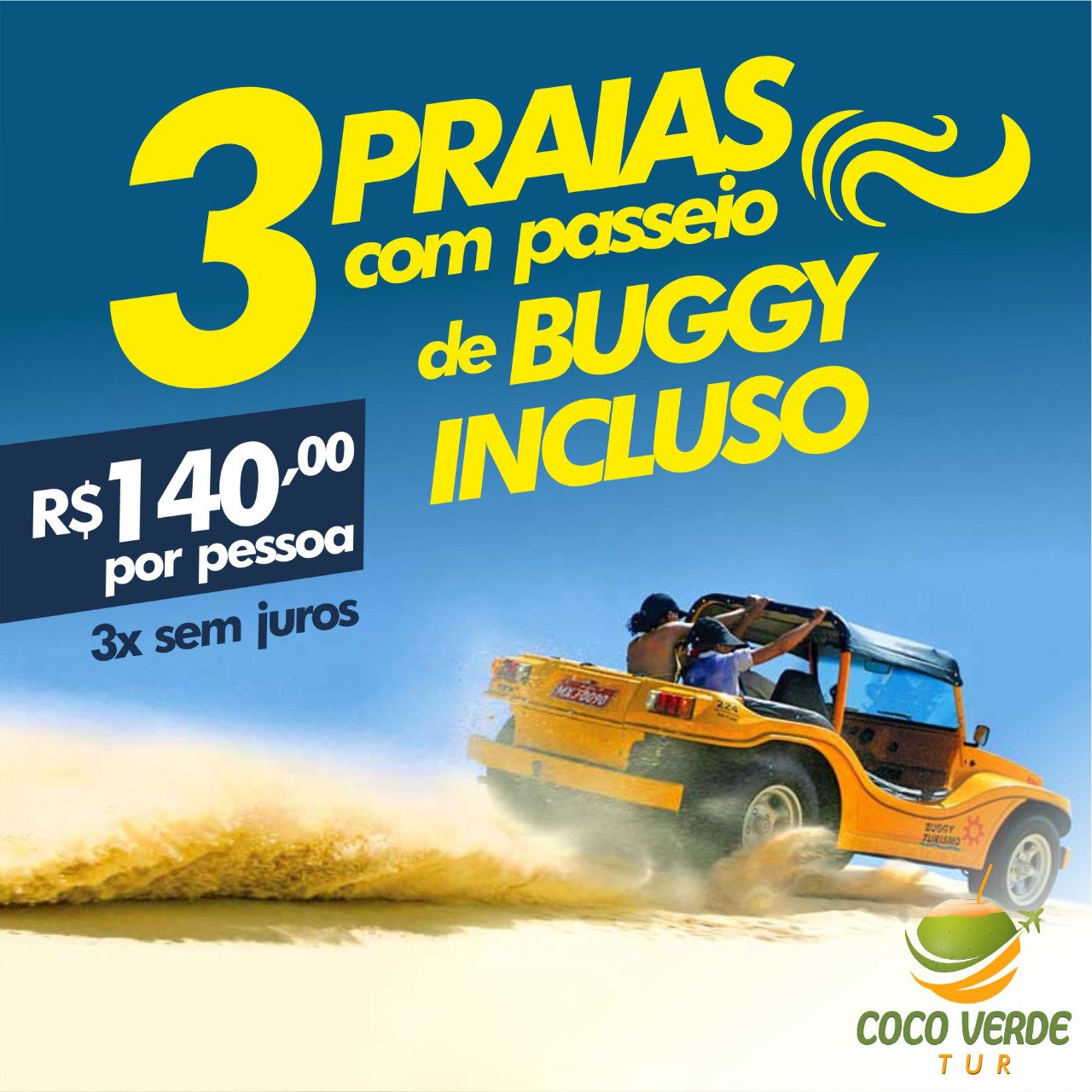 3 praias com buggy incluso e com Coco Verde turismo