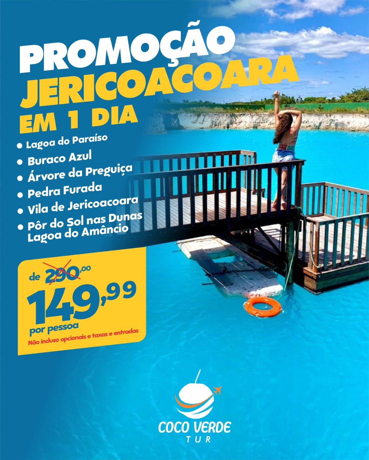 Lagoa do Paraíso em Jericoacoara com redes na água no passeio da Coco Verde Turismo